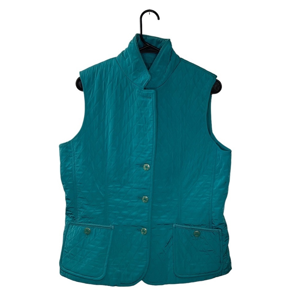 Talbots Woman Medium Teal Green Quilted Vest